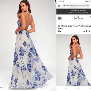 Lulu's All I Need Grey Floral Print  Maxi Dress